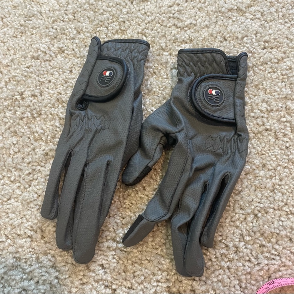 Premier Equine PE Gray Riding Gloves Equestrian Size Small English Jumping Horse